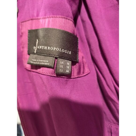 Anthropologie Deep V Neck Vibrant Purple‎ Mini Dress Size 12 Flowy, Lined EUC - Picture 8 of 13